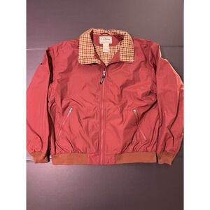 Vintage LL Bean Plaid Lined Windbreaker Jacket Men's XL Burgundy Nylon